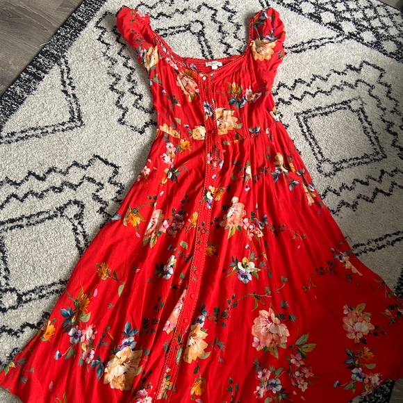 Yumi Kim Mercer Street Dress L Red Floral NWOT - Picture 11 of 11